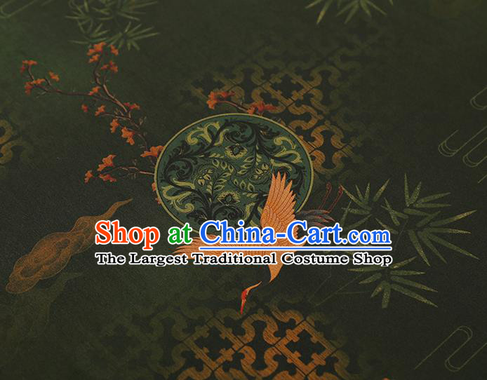 China Traditional Plum Bamboo Pattern Brocade Asian Cheongsam Gambiered Guangdong Gauze Atrovirens Silk Fabric