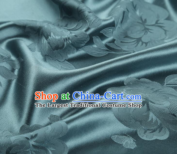 Asian Traditional Blue Brocade Cheongsam Gambiered Guangdong Gauze China Jacquard Silk Fabric