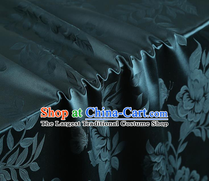 China Traditional Brocade Fabric Asian Cheongsam Gambiered Guangdong Gauze Jacquard Atrovirens Silk Fabric