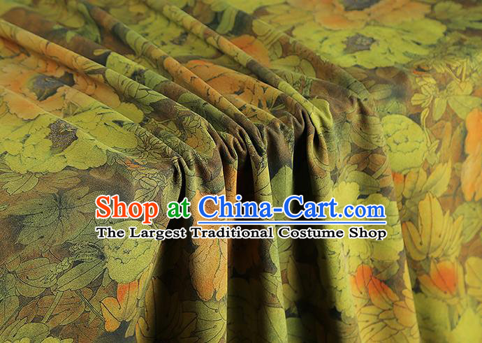 China Traditional Qipao Dress Gambiered Guangdong Gauze Classical Ginger Silk Fabric