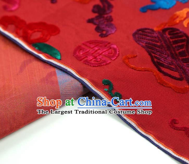 China Traditional Lucky Pattern Red Brocade Classical Qipao Dress Jacquard Silk Fabric