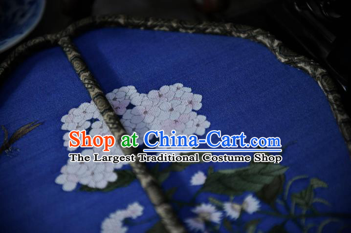 Traditional Chinese Blue Silk Fan China Classical Dace Fan Handmade Palace Fan