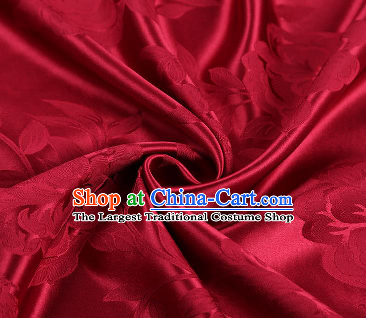 China Jacquard Red Silk Fabric Asian Cheongsam Gambiered Guangdong Gauze Traditional Brocade Fabric