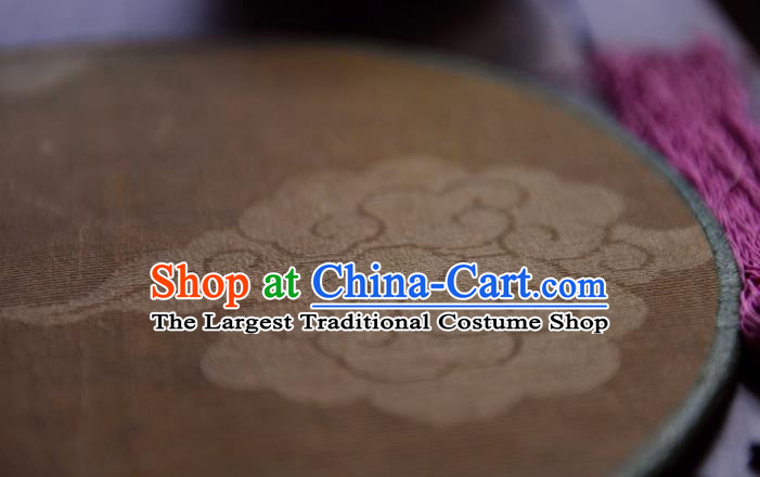 China Handmade Cloud Painting Palace Fan Traditional Qing Dynasty Court Fan Yellow Silk Circular Fan