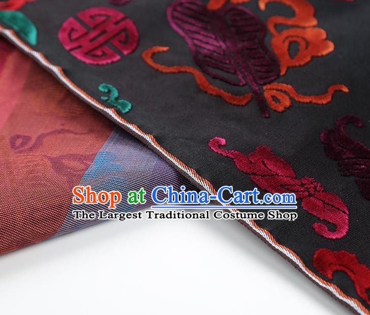 China Classical Qipao Dress Silk Fabric Traditional Lucky Pattern Black Brocade Jacquard Cloth