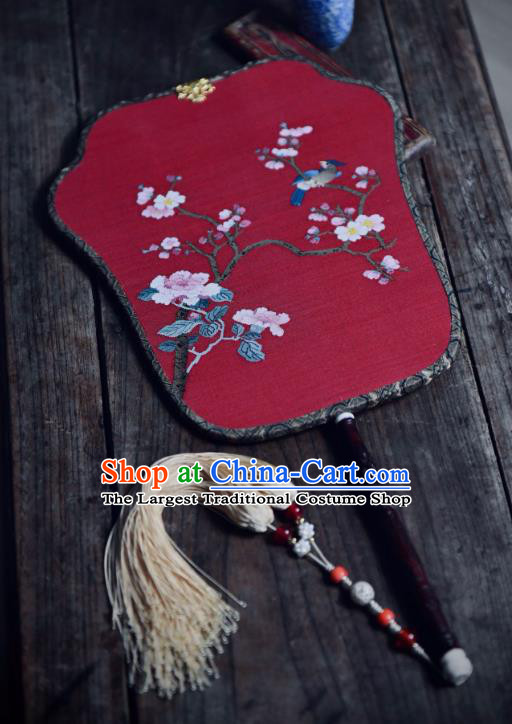 China Traditional Wedding Red Silk Fan Ancient Ming Dynasty Palace Lady Fan Handmade Palace Fan