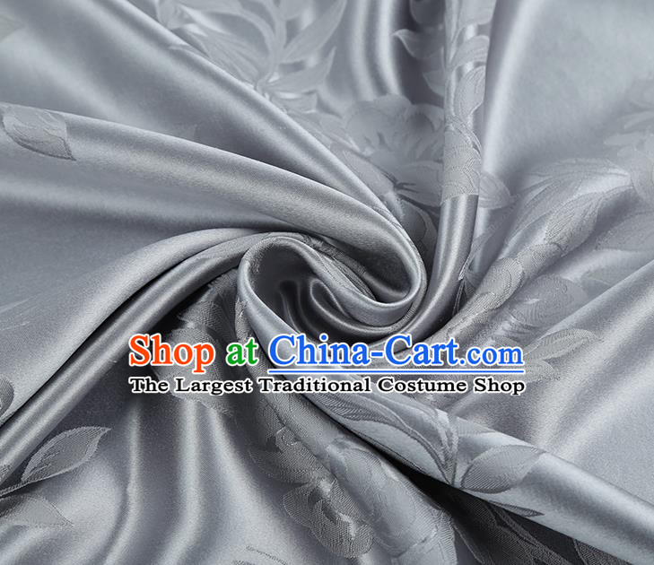 Asian China Cheongsam Gambiered Guangdong Gauze Traditional Grey Silk Fabric Jacquard Fabric