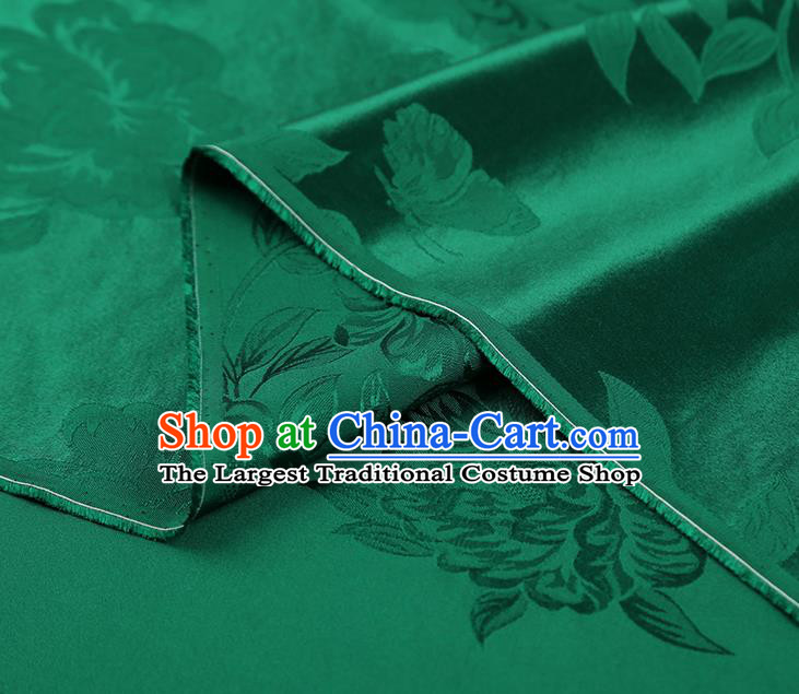 China Traditional Deep Green Silk Fabric Cheongsam Gambiered Guangdong Gauze Asian Jacquard Fabric