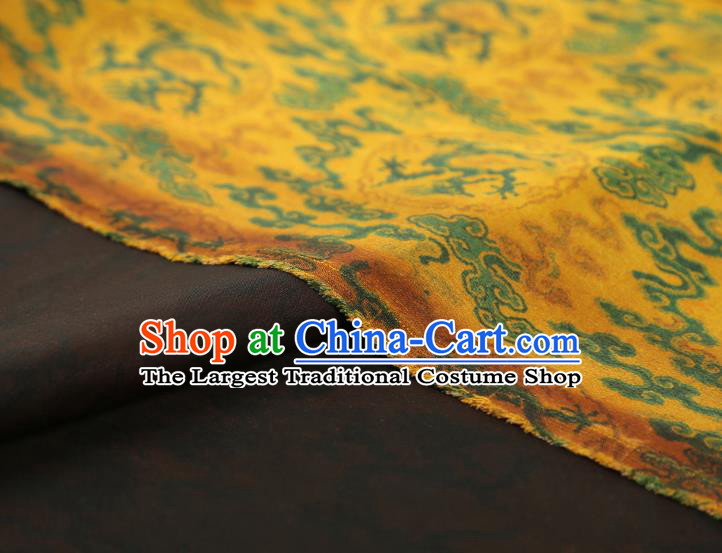 China Traditional Cheongsam Dragons Pattern Brocade Fabric Classical Yellow Gambiered Guangdong Gauze