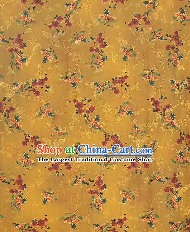 China Classical Plum Blossom Pattern Cheongsam Silk Fabric Traditional Ginger Gambiered Guangdong Gauze Drapery