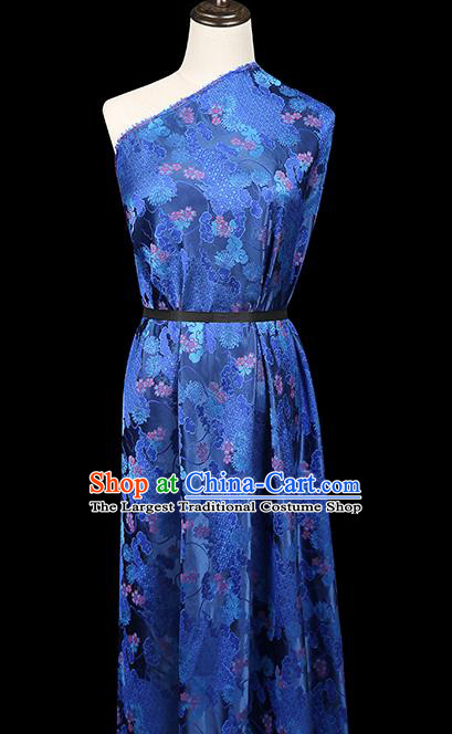 China Traditional Song Brocade Tapestry Drapery Classical Cheongsam Blue Silk Fabric