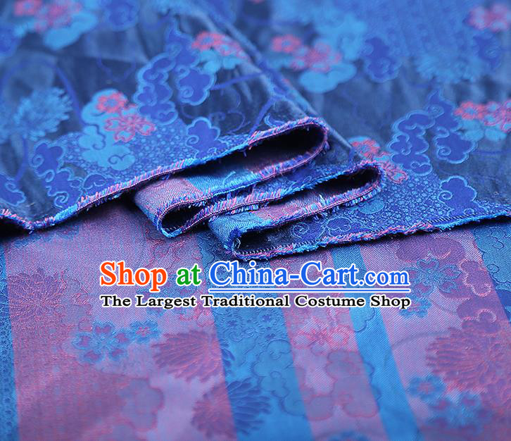 China Traditional Song Brocade Tapestry Drapery Classical Cheongsam Blue Silk Fabric