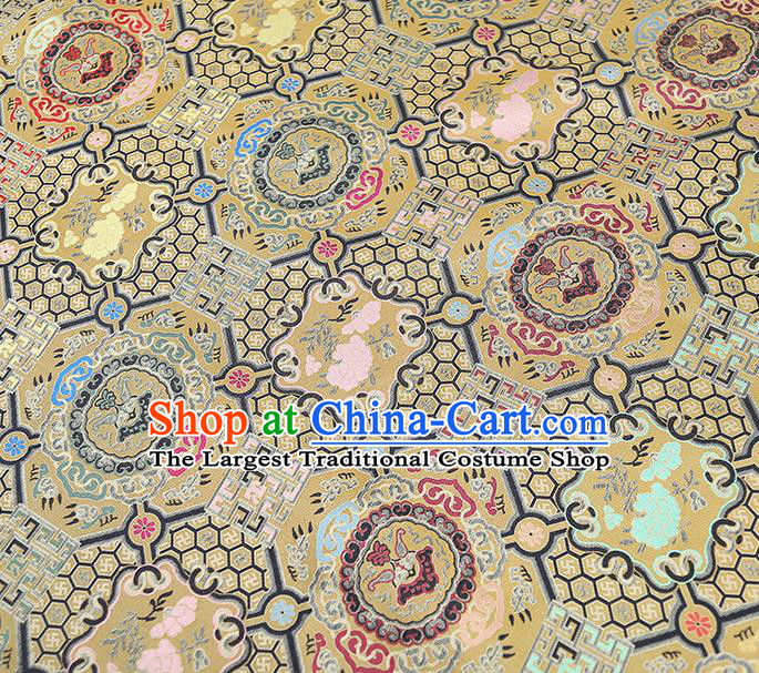 China Tapestry Drapery Classical Cheongsam Silk Fabric Traditional Yellow Song Brocade