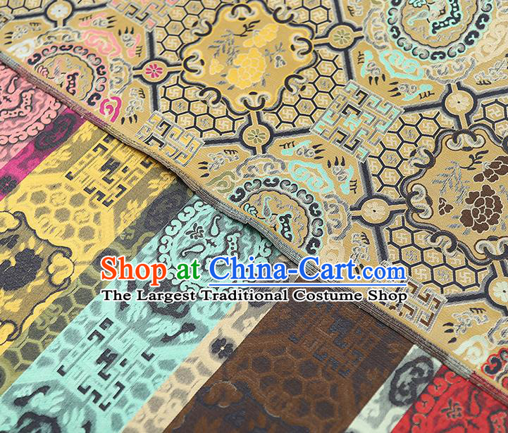 China Tapestry Drapery Classical Cheongsam Silk Fabric Traditional Yellow Song Brocade