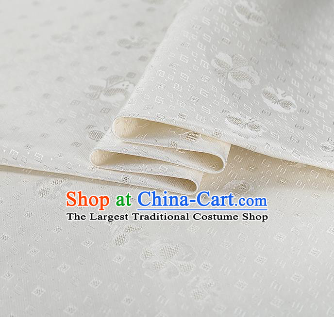 China Classical Cheongsam White Silk Fabric Traditional Tang Suit Brocade Drapery