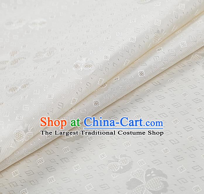 China Classical Cheongsam White Silk Fabric Traditional Tang Suit Brocade Drapery
