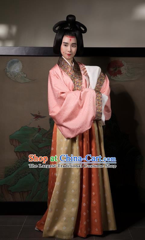 China Traditional Jin Dynasty Court Beauty Historical Costumes Ancient Imperial Consort Hanfu Dress Clothing