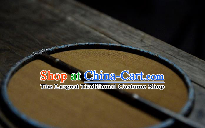 China Traditional Ginger Silk Fan Handmade Palace Fan Ancient Ming Dynasty Court Lady Circular Fan