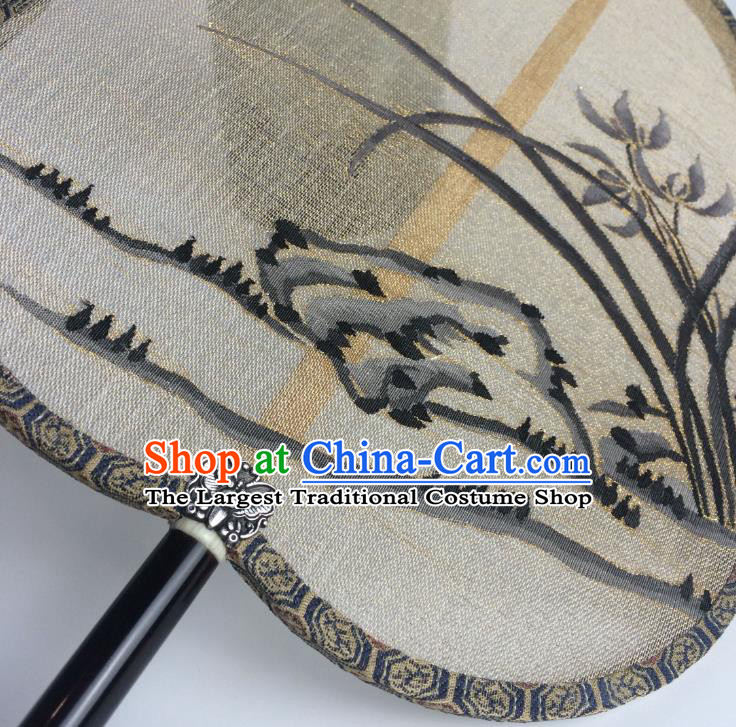 China Handmade Ink Orchids Pattern Silk Fan Ancient Song Dynasty Princess Palace Fan Traditional Dance Plum Fan