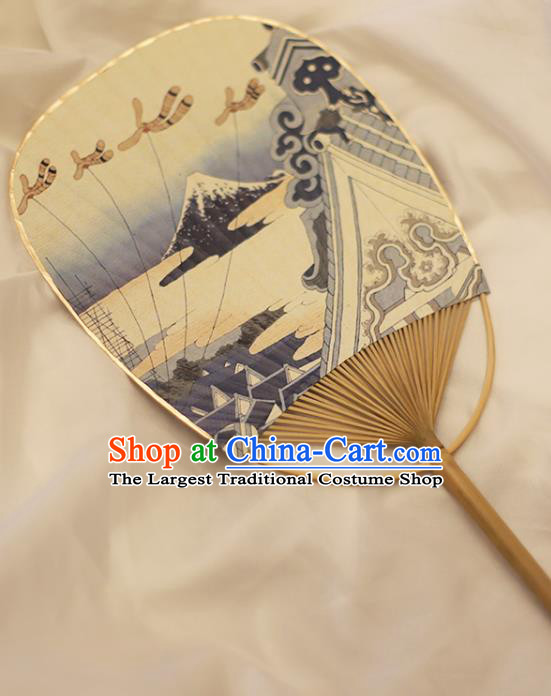 Asian Japan Handmade Printing Mount Fuji Fans Classical Dance Bamboo Fan Japanese Paper Fan