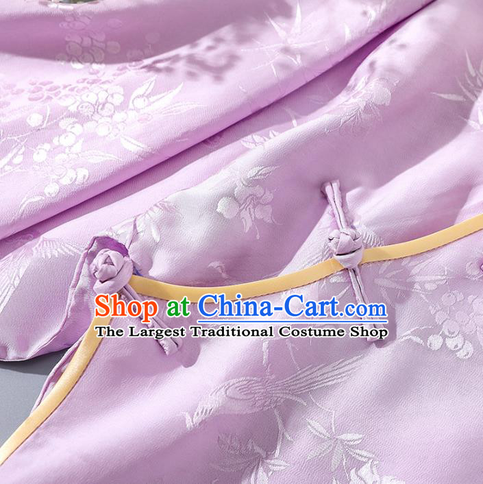 China Tang Suit Upper Outer Garment Traditional Cheongsam Pink Silk Shirt