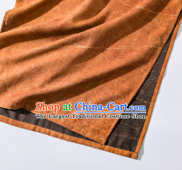 Asian Chinese Traditional Gambiered Guangdong Gauze Qipao Dress Clothing Classical Shanghai Orange Silk Cheongsam