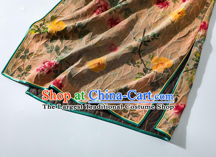 Asian Chinese Classical Silk Cheongsam National Shanghai Beauty Clothing Traditional Ginger Qipao Dress