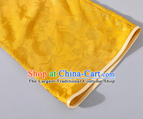 Asian Chinese Traditional Shanghai Beauty Qipao Dress Clothing Classical Golden Silk Cheongsam