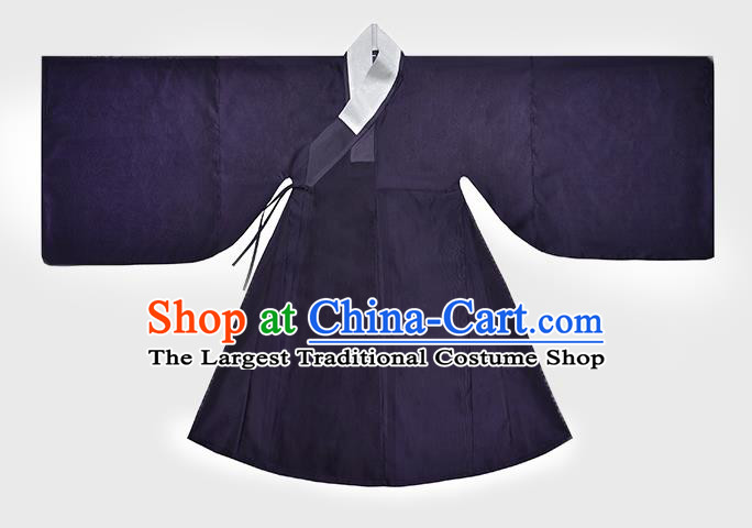 Traditional Chinese Ming Dynasty Royal Countess Historical Costume Ancient Noble Woman Purple Hanfu Dress Clothing