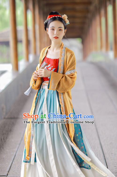 Chinese Ancient Village Girl Hanfu Dress Traditional Song Dynasty Young Beauty Historical Costumes Complete Set