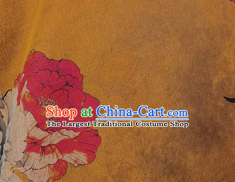 Asian Chinese Traditional Ginger Silk Qipao Dress Classical Peony Pattern Cheongsam Costume