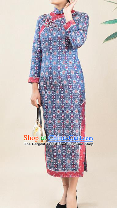 Asian Chinese Traditional Bride Mother Song Brocade Qipao Dress Classical Elderly Woman Cheongsam Costume