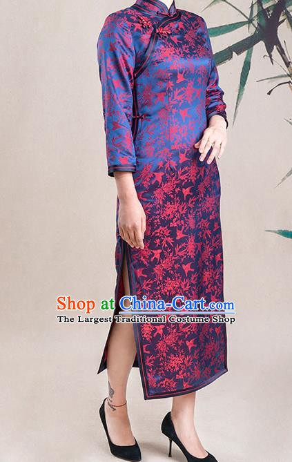Asian Chinese Traditional Noble Mistress Song Brocade Qipao Dress Classical Silk Cheongsam Costume