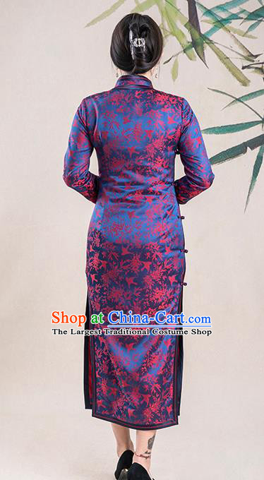 Asian Chinese Traditional Noble Mistress Song Brocade Qipao Dress Classical Silk Cheongsam Costume