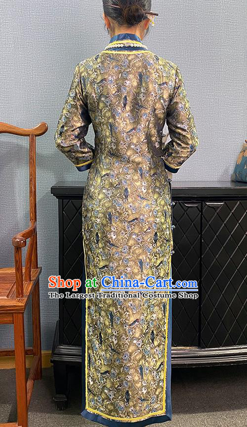 Asian Chinese Traditional Dance Stage Performance Qipao Dress Classical Noble Mistress Silk Cheongsam Costume