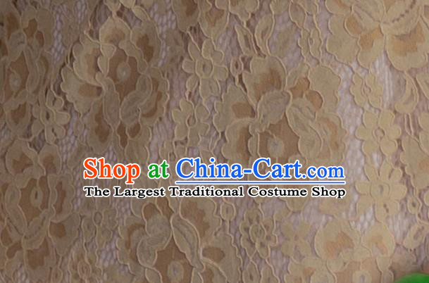 China National Apricot Lace Qipao Dress Clothing Traditional Young Lady Wide Sleeve Cheongsam