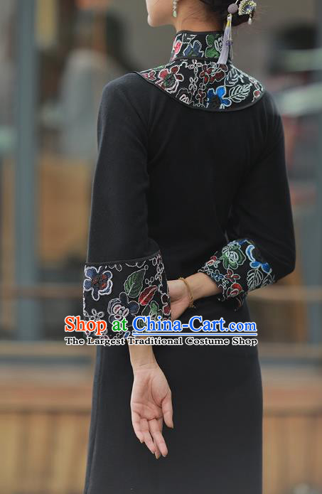 China National Stand Collar Qipao Dress Clothing Traditional Young Lady Slim Cheongsam