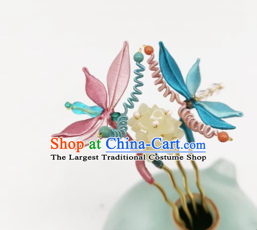 Chinese Handmade Silk Butterfly Hair Comb Traditional Hanfu Hair Accessories