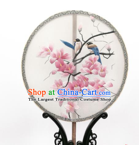 China Suzhou Embroidered Mangnolia Fan Traditional Song Dynasty Palace Fan Classical Dance Silk Circular Fan
