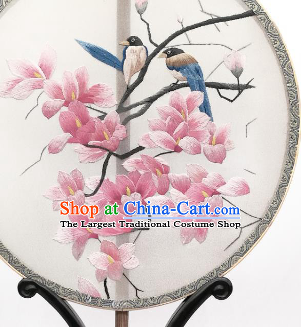 China Suzhou Embroidered Mangnolia Fan Traditional Song Dynasty Palace Fan Classical Dance Silk Circular Fan