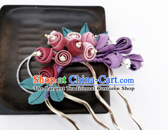 Chinese Traditional Hanfu Hairpin Handmade Ancient Princess Silk Convallaria Hair Comb