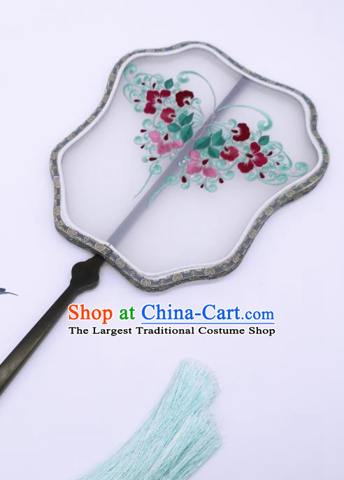 China Traditional Hanfu Fans Suzhou Embroidery Palace Fan Handmade Silk Fan