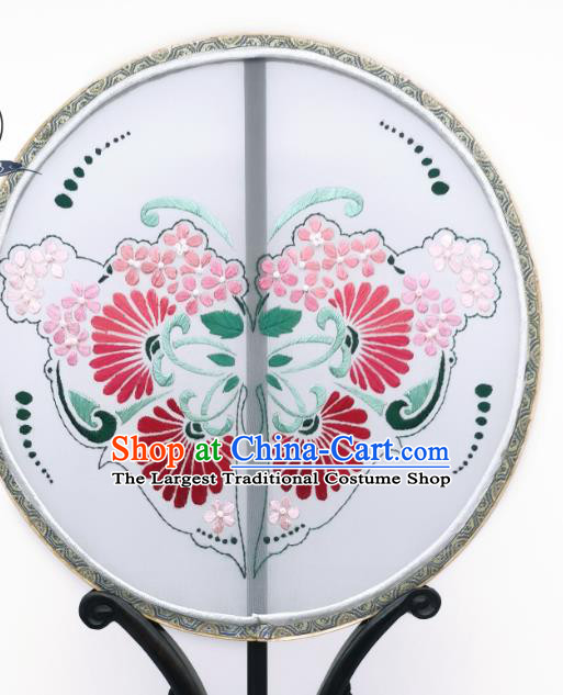 China Handmade Silk Circular Fan Traditional Hanfu Fans Suzhou Embroidery Palace Fan