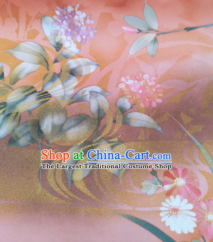 Asian Japanese Kimono Tapestry Traditional Hand Painting Flowers Silk Fabric Japan Brocade Material