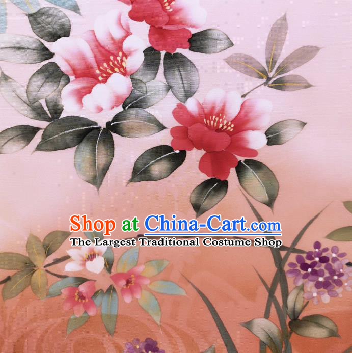 Asian Japan Brocade Material Japanese Kimono Tapestry Traditional Hand Painting Hydrangea Silk Fabric