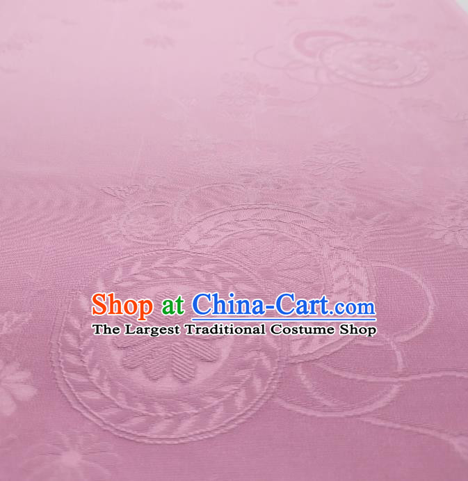 Asian Japan Classical Wheel Pattern Silk Fabric Traditional Japanese Iromuji Kimono Pink Brocade Tapestry