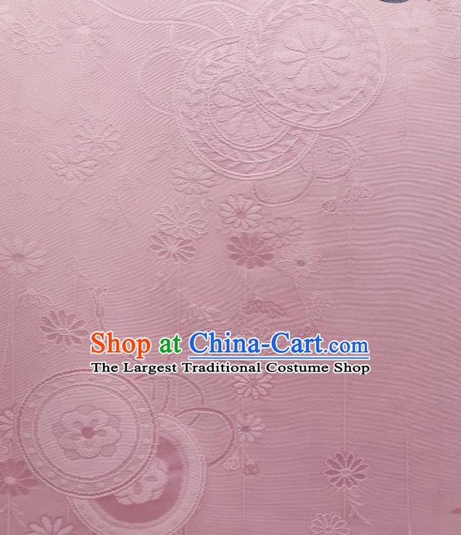 Asian Japan Classical Wheel Pattern Silk Fabric Traditional Japanese Iromuji Kimono Pink Brocade Tapestry