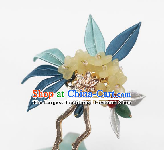 Chinese Traditional Ming Dynasty Hair Stick Handmade Hanfu Hair Accessories Ancient Young Beauty Osmanthus Hairpin