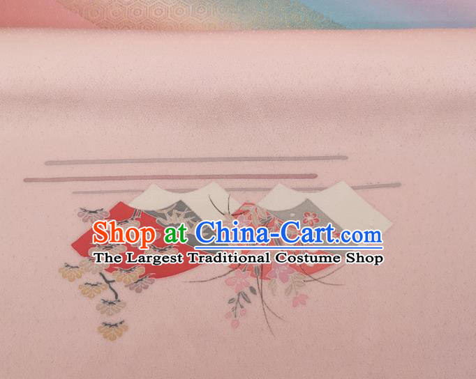 Asian Traditional Japanese Yukata Belt Brocade Tapestry Japan Classical Tsukesage Kimono Pink Silk Fabric