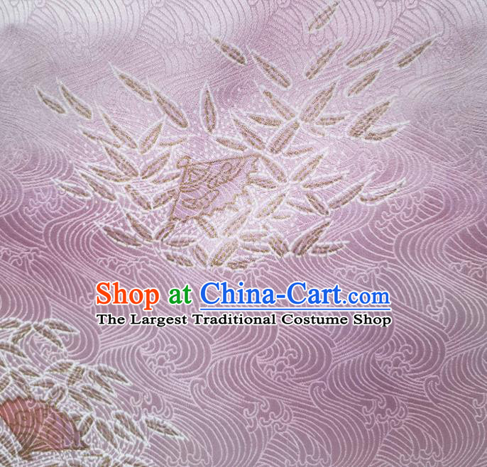 Asian Japan Brocade Tapestry Classical Kimono Silk Fabric Traditional Japanese Yukata Lilac Damask